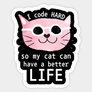 Cat Loving Coder Sticker